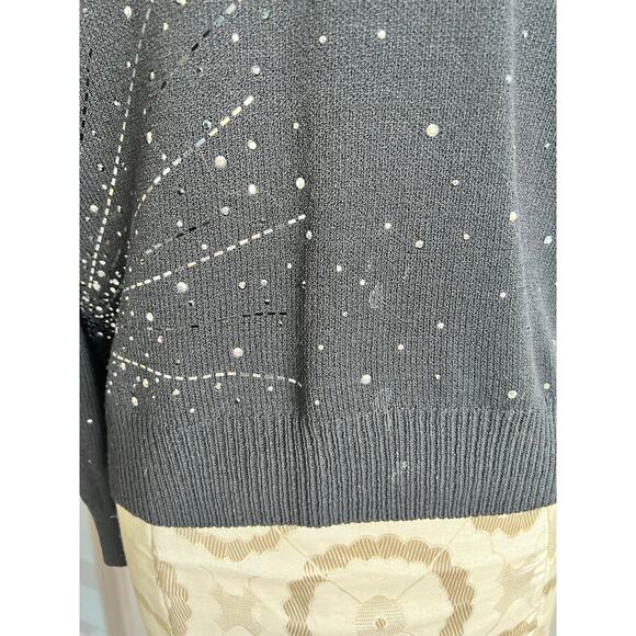 St John Evening Embellished Mock Neck Knit Sweater Petite Small - Picture 7 of 10